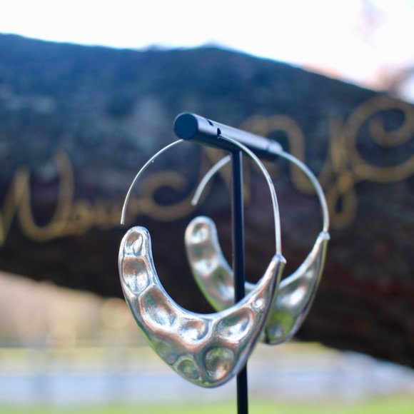 Anthro Silver Carissa Moon Crescent Hoop Earrings - Picture 5 of 12